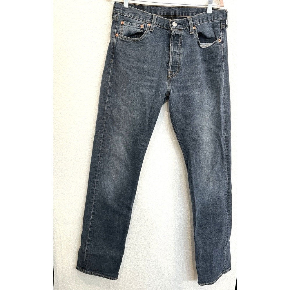 Levi's 501‎ Jeans Men's 33x36 Button Fly Blue Denim Distressed Retro 33 36